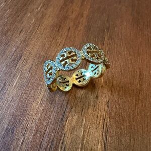 Tory Burch Pave Logo Circle Band in Gold 8